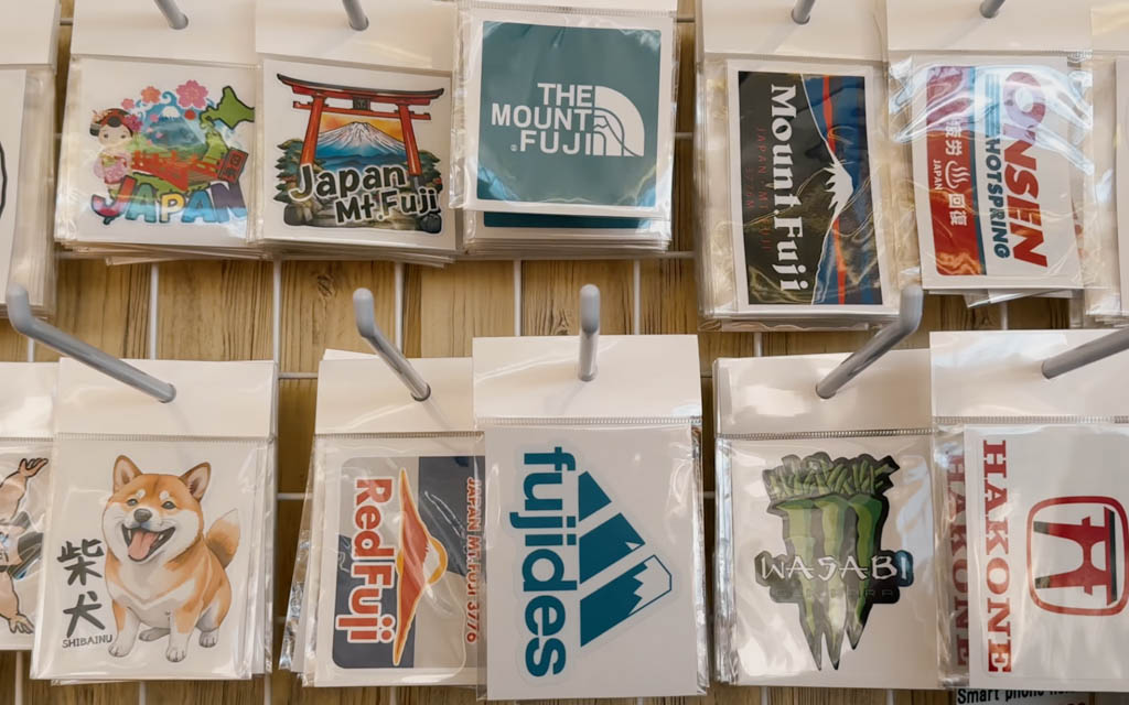 Mount Fuji and Hakone themed souvenir stickers for sale in Moto-Hakone